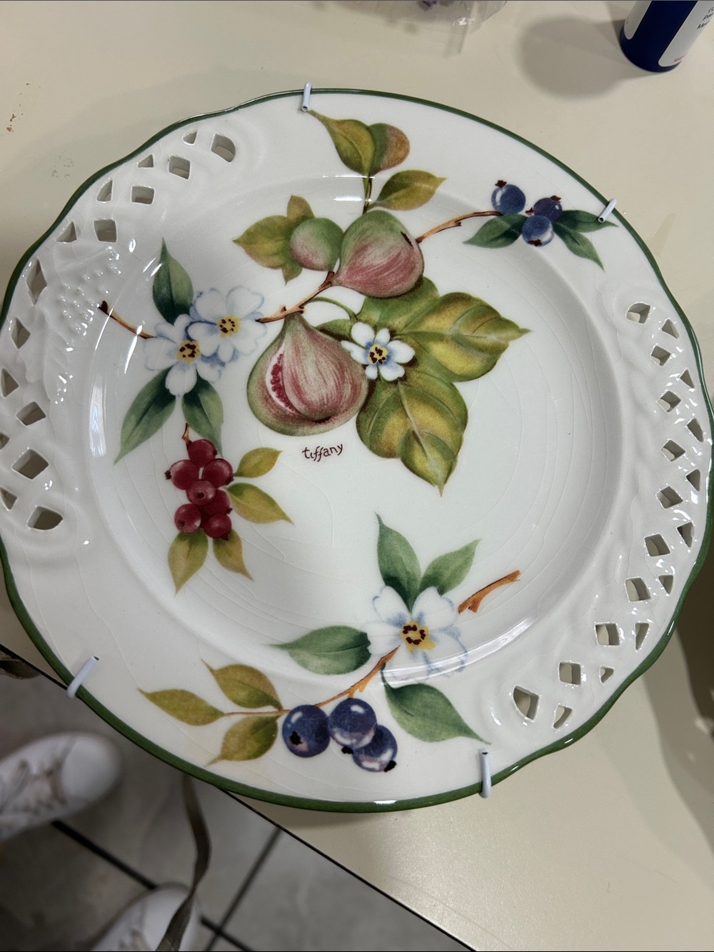 Tiffany & Co.  Porcelain Hand-Painted Fruit and Flower  2 piece with  hangers